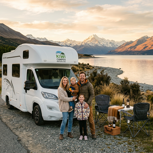 Family enjoying motorhome adventure